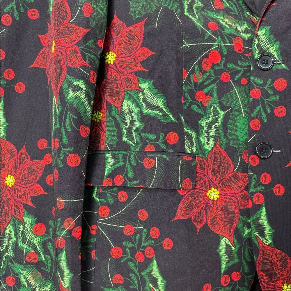 Shinesty Poinsettia Ugly Christmas Suit Blazer‎